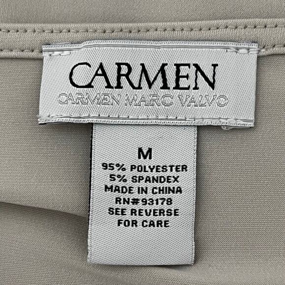 Carmen Marc Valvo Womens Drape Neck Knit Top Medium Beige Attached Cami - Picture 4 of 6